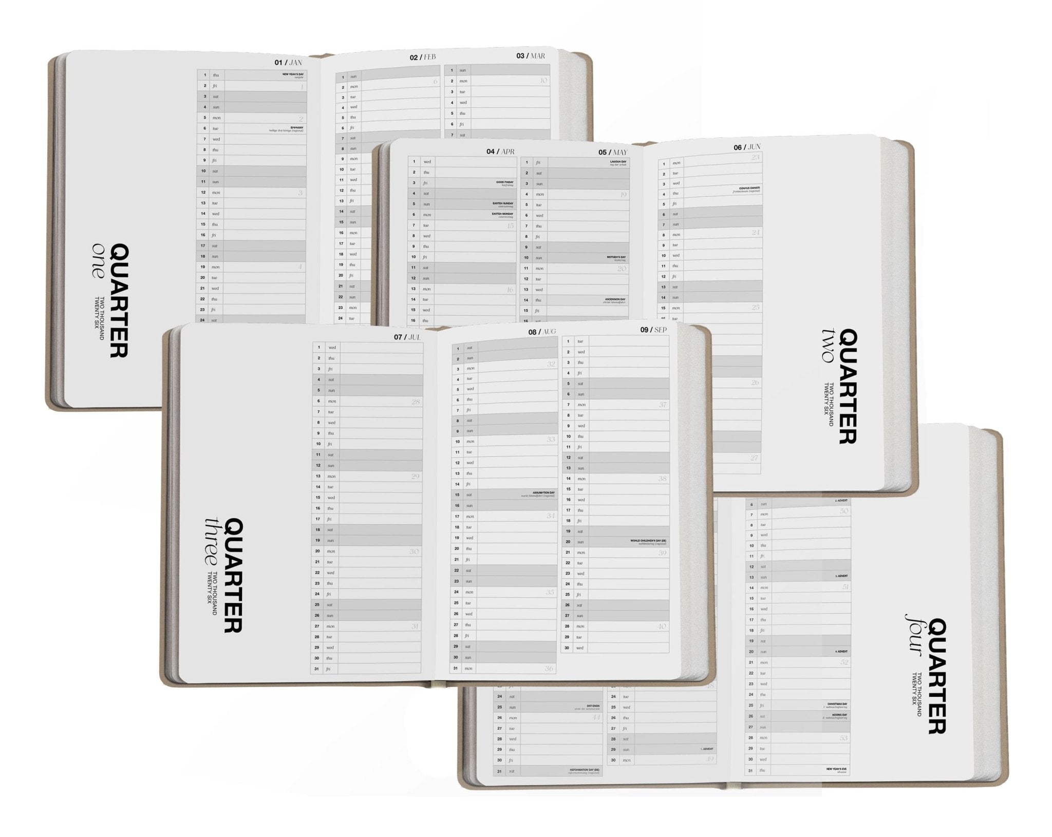 Pocket Planner 2026 – dein handlicher Begleiter in Beige mit Goldprägung - Honey Jewelry