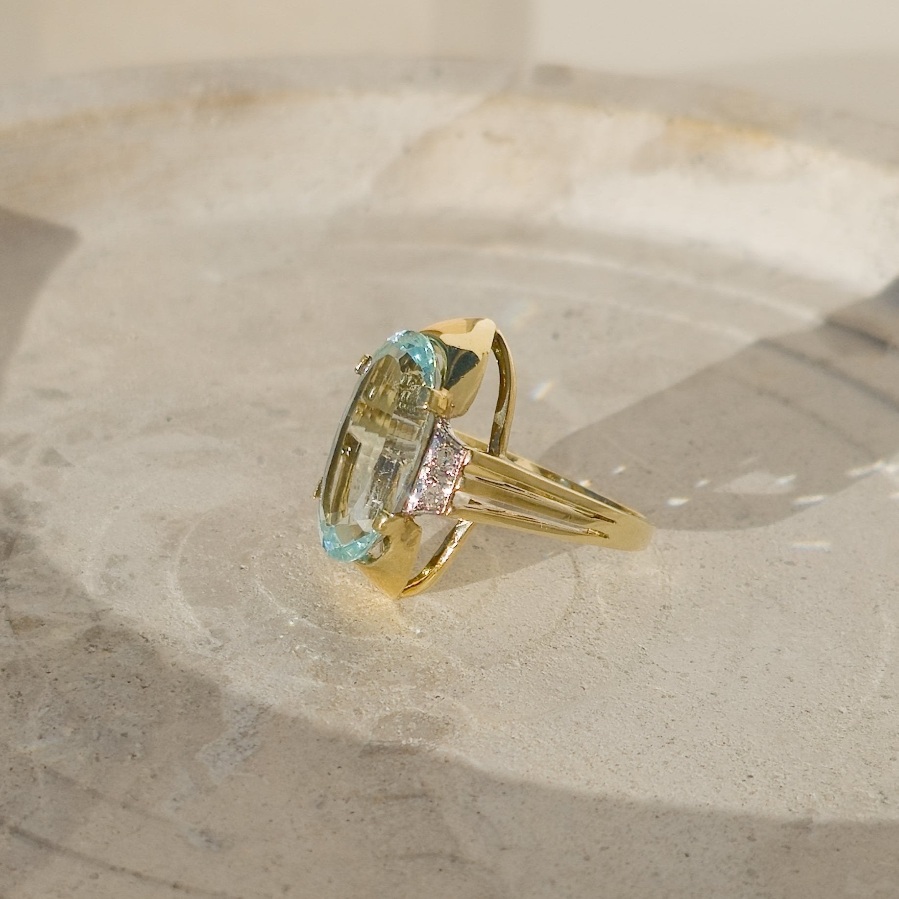 Ring Art Deko mit Aquamarin - Honey Jewelry