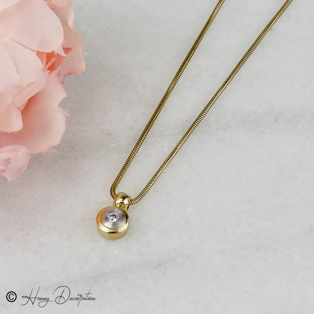 Schöne Goldkette mit Bicolor - Anhänger - Honey Jewelry