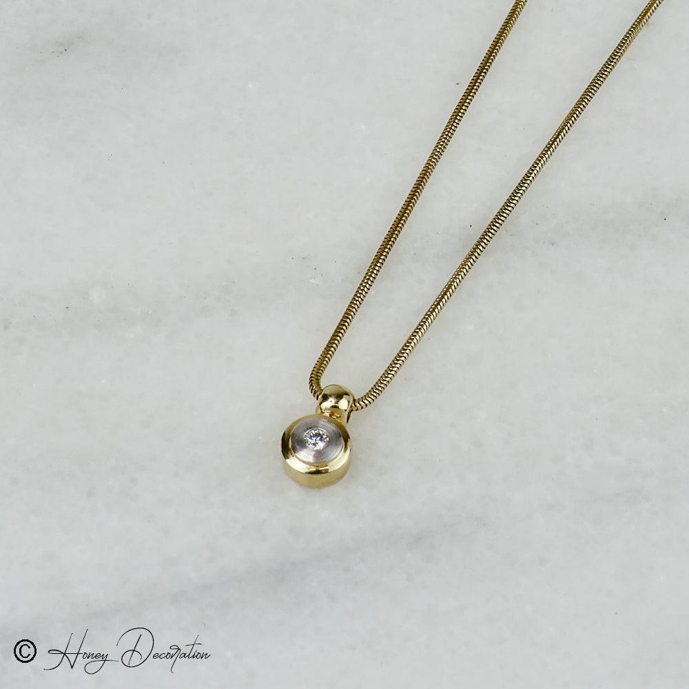 Schöne Goldkette mit Bicolor - Anhänger - Honey Jewelry
