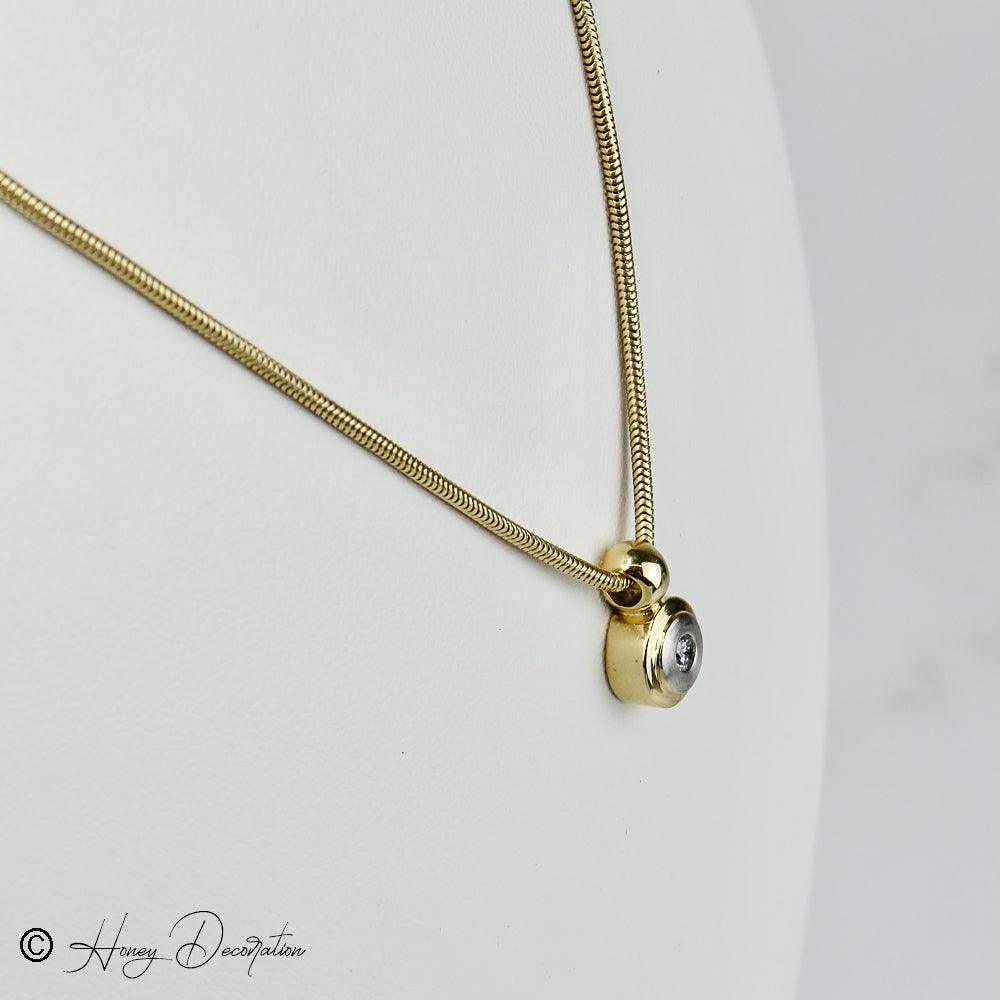 Schöne Goldkette mit Bicolor - Anhänger - Honey Jewelry