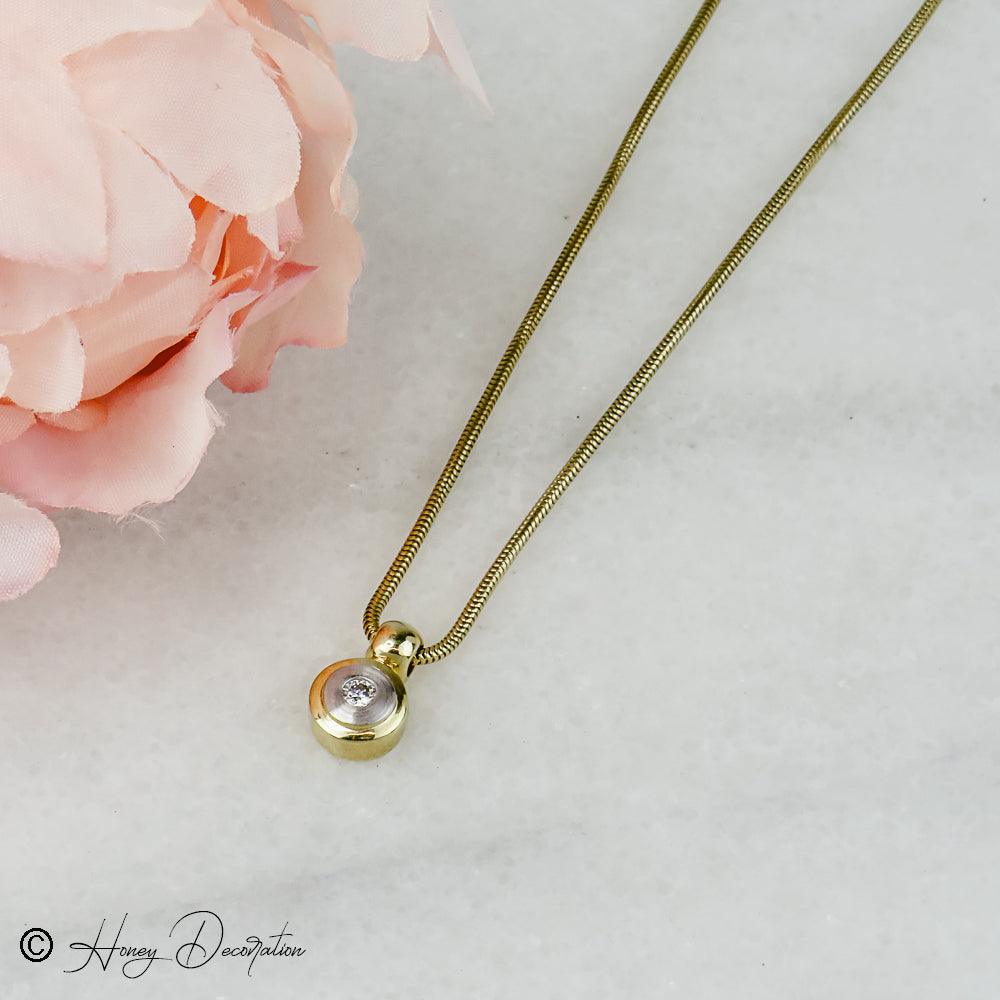 Schöne Goldkette mit Bicolor - Anhänger - Honey Jewelry
