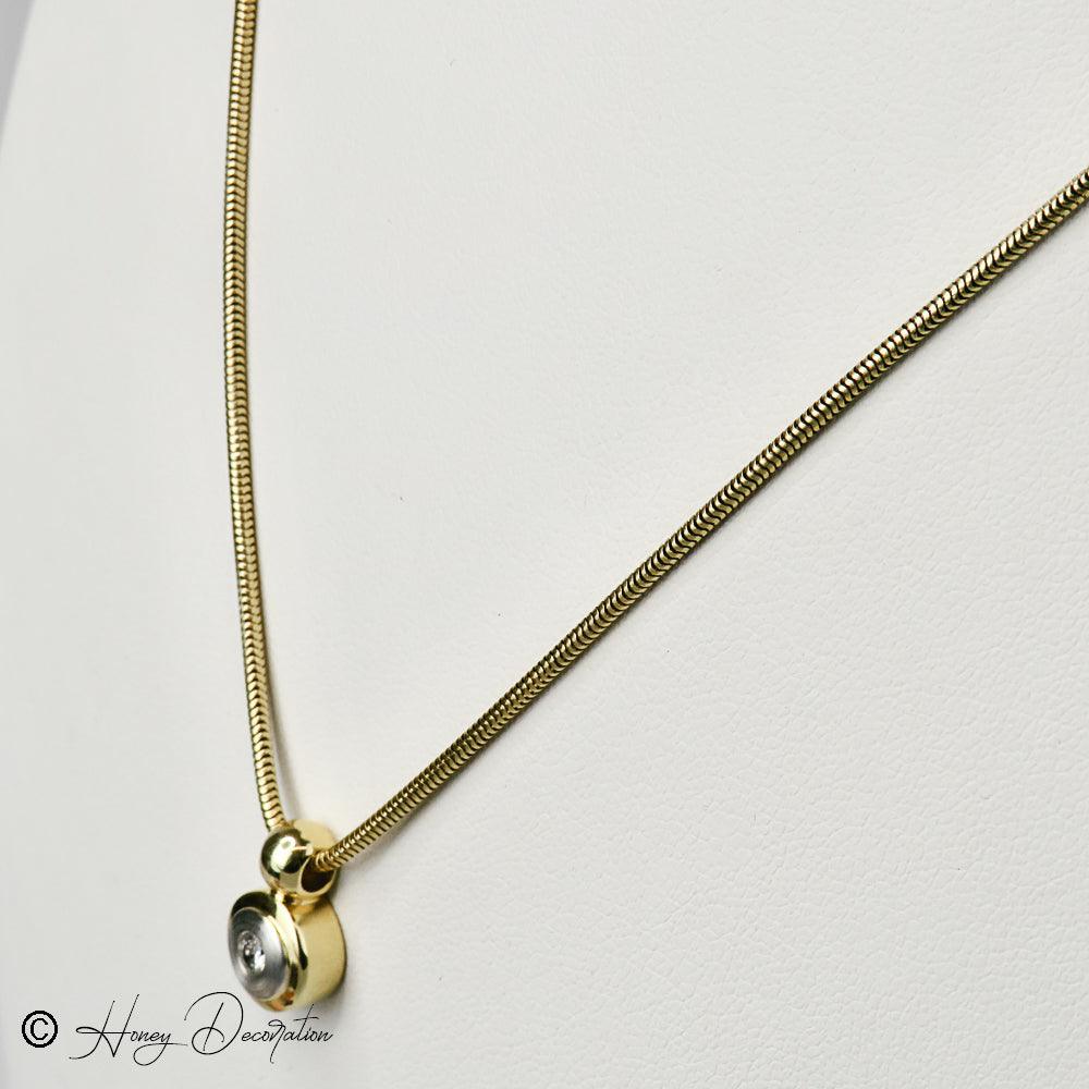 Schöne Goldkette mit Bicolor - Anhänger - Honey Jewelry