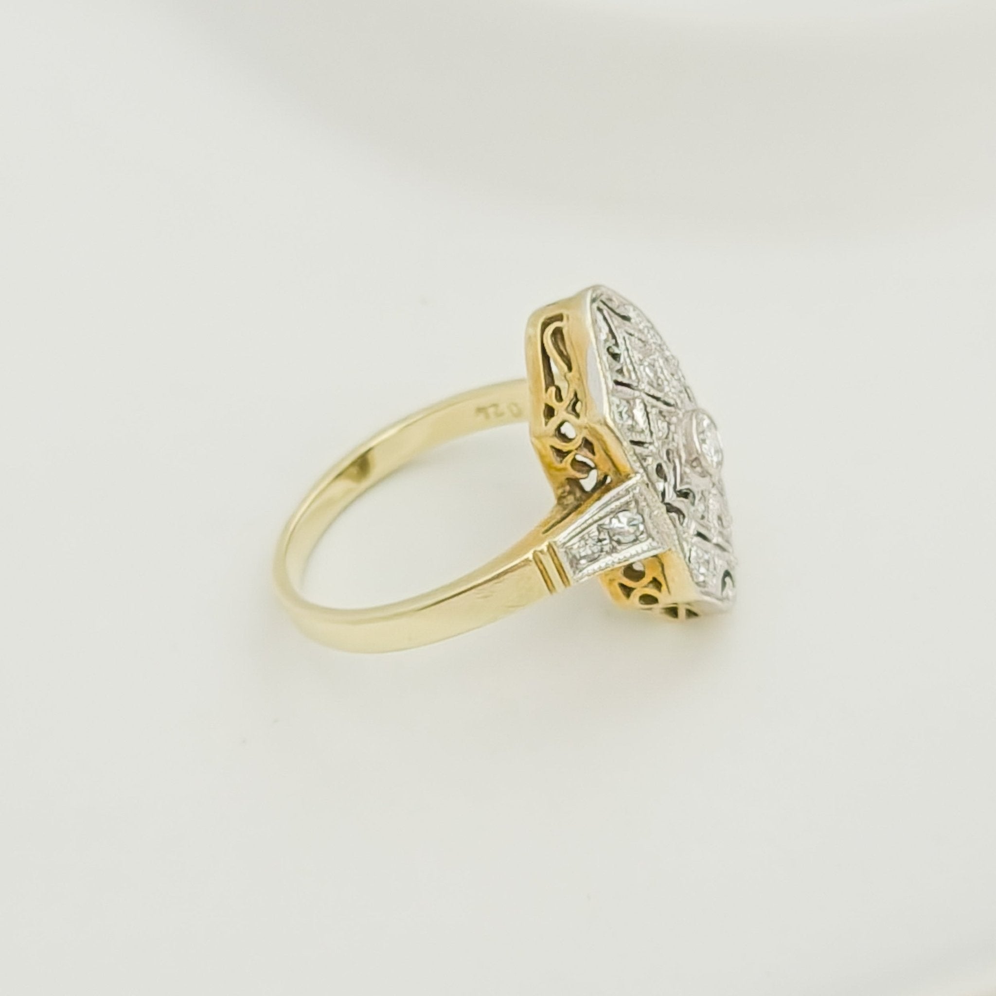 Schöner Art Deko Ring aus 14 K Gold - Honey Jewelry