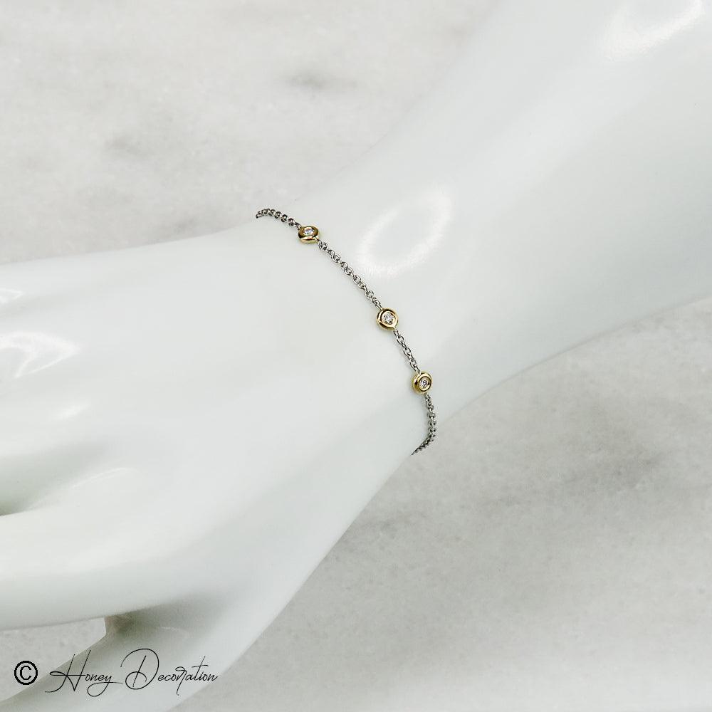 Süßes Armkettchen aus Platin & Gelbgold - Honey Jewelry