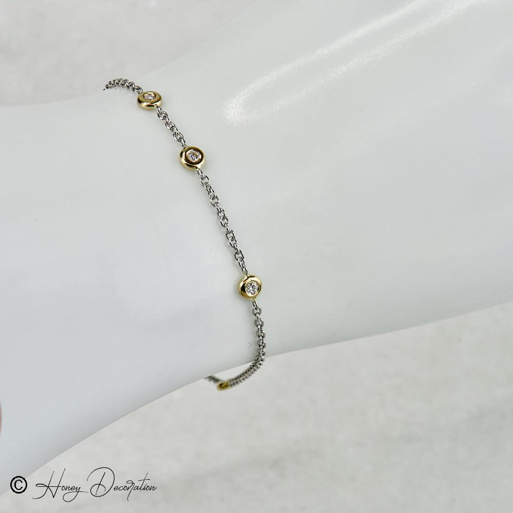 Süßes Armkettchen aus Platin & Gelbgold - Honey Jewelry