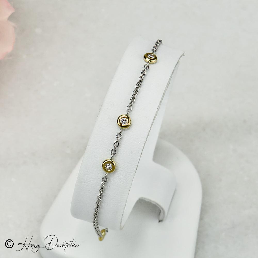Süßes Armkettchen aus Platin & Gelbgold - Honey Jewelry