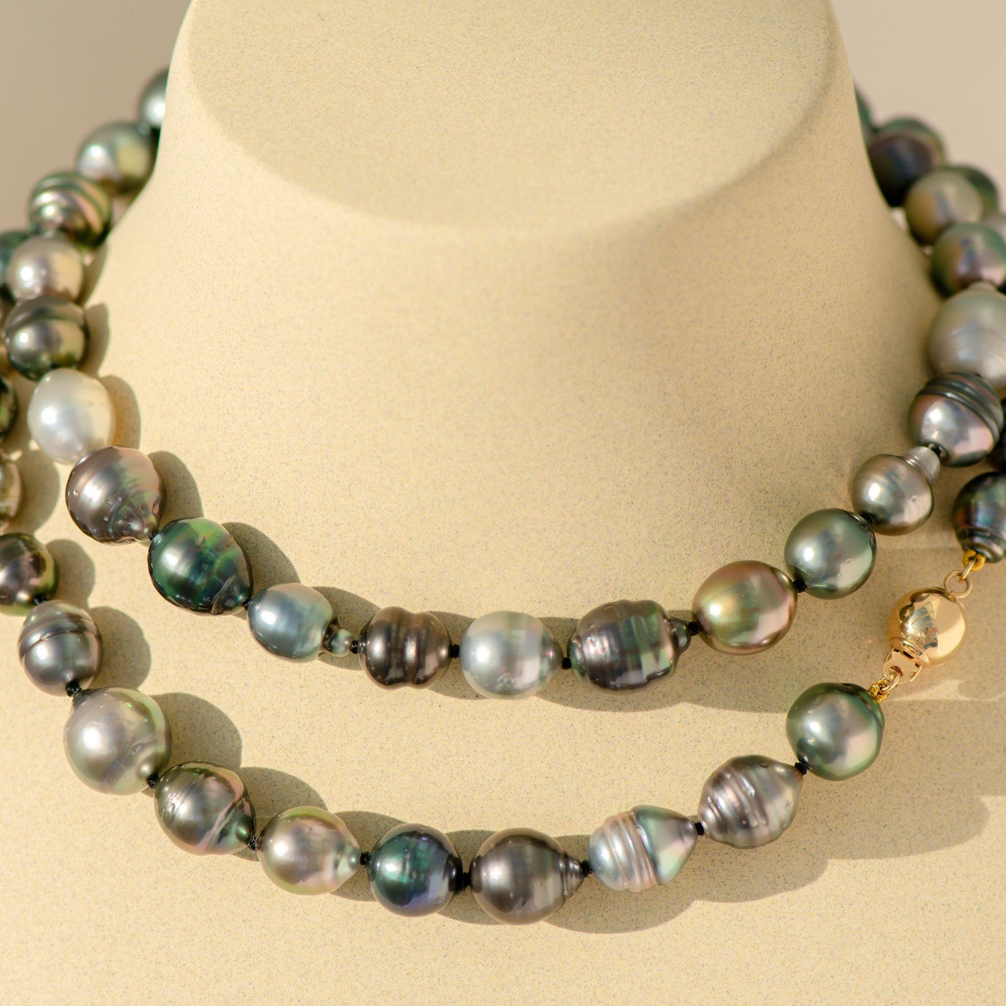 Tahiti - Perlenkette modular – Grau Petrol 9,5 mm - Honey Jewelry