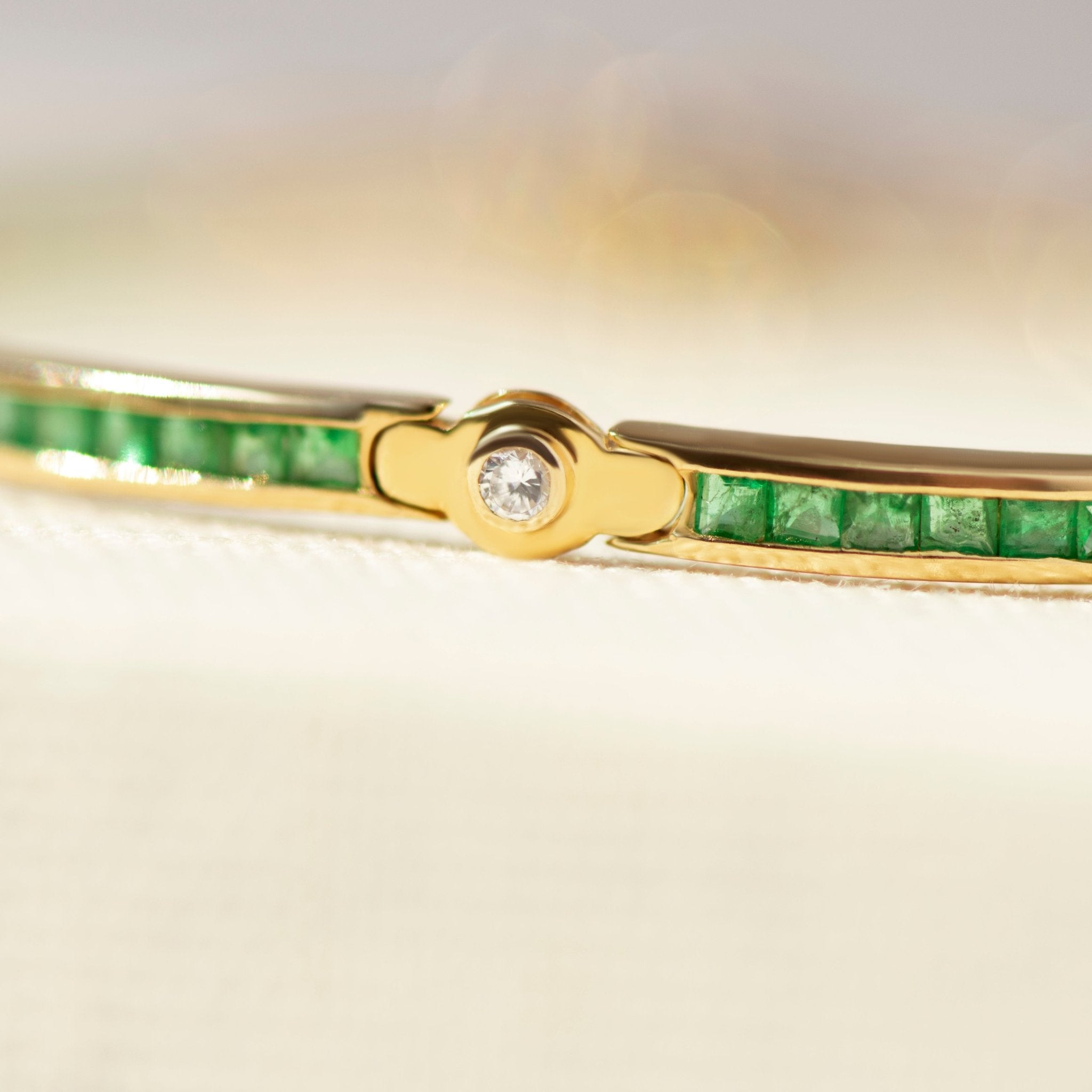 Tennisarmband – Smaragde & Brillanten – 585er Gelbgold - Honey Jewelry