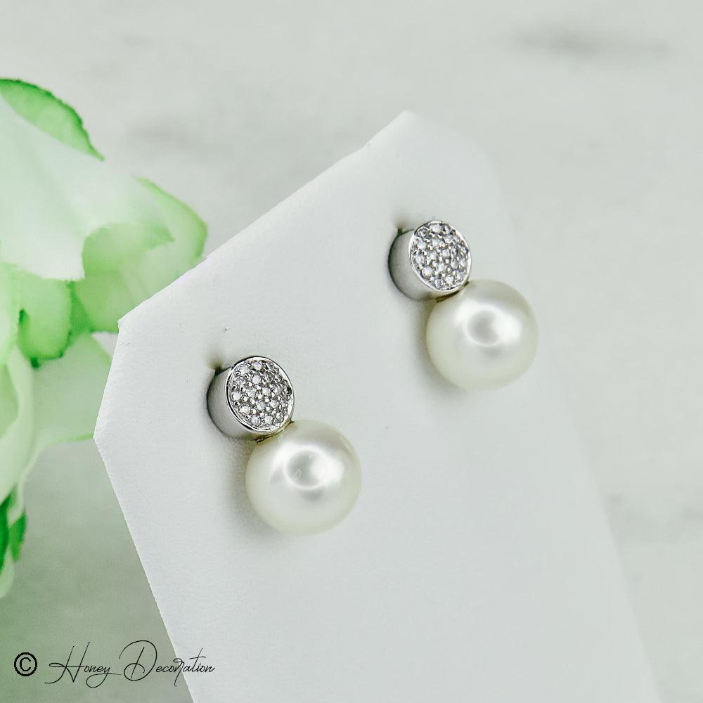 Traumhaft elegante Perlenohrringe mit Brillanten - Honey Jewelry