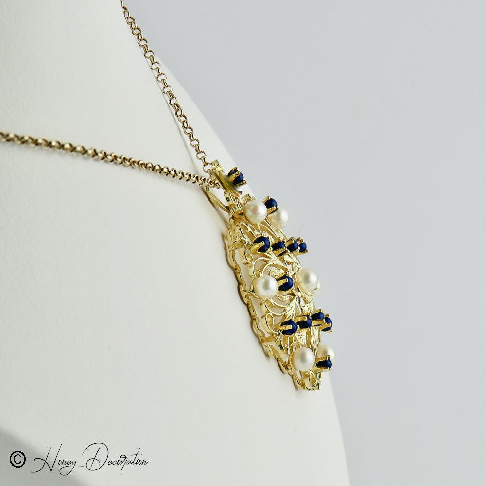 Traumhafter Vintage-Anhänger aus 14K Gold, besetzt mit Perlen - Honey Decoration