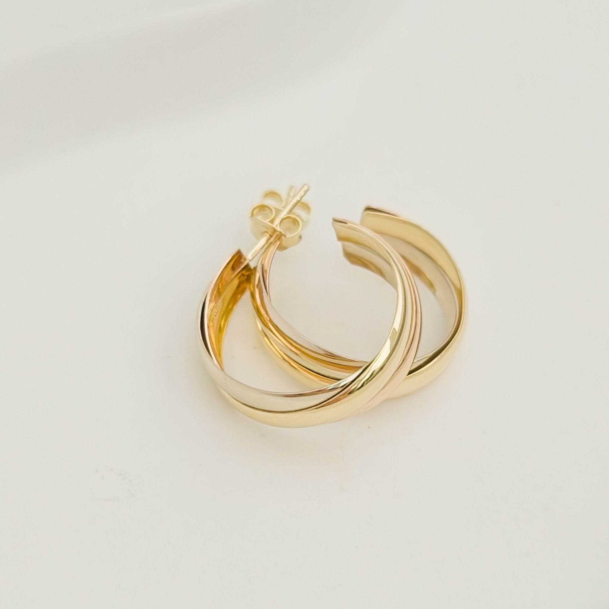 Tricolor - Creolen aus 14 Karat Gold - Honey Jewelry