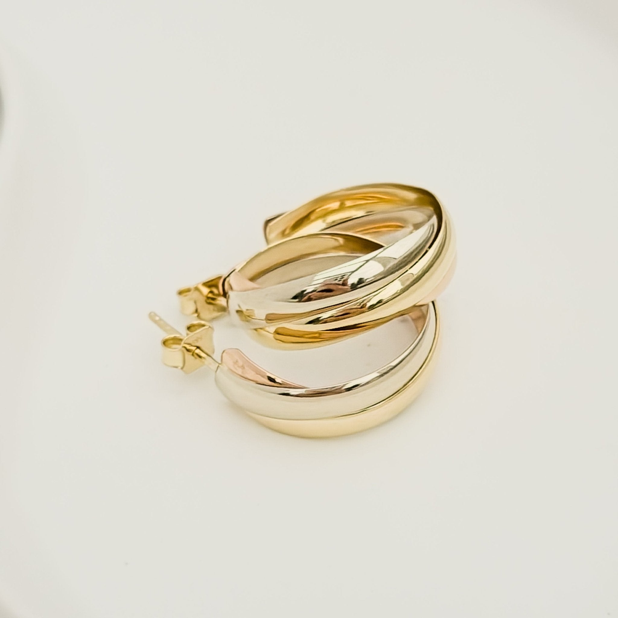 Tricolor - Creolen aus 14 Karat Gold - Honey Jewelry