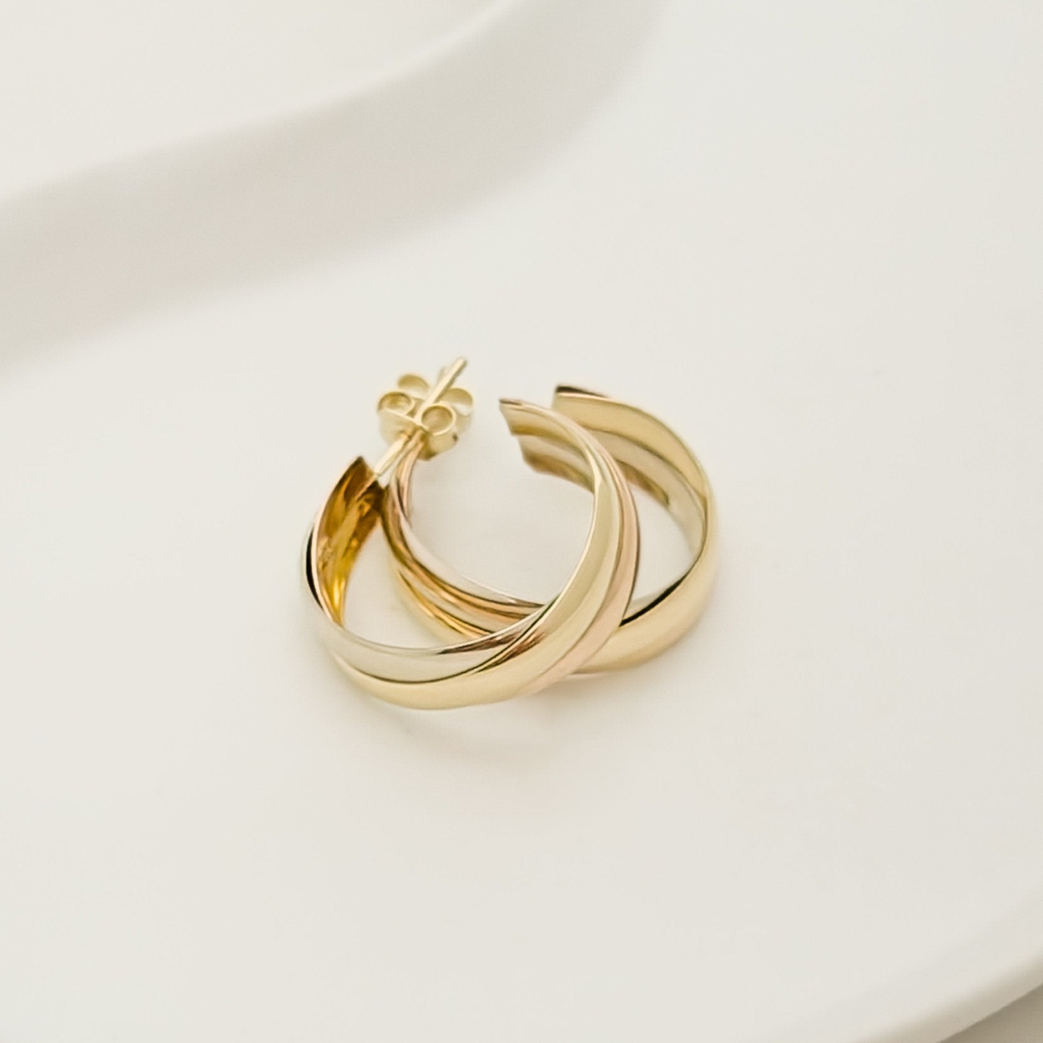 Tricolor - Creolen aus 14 Karat Gold - Honey Jewelry