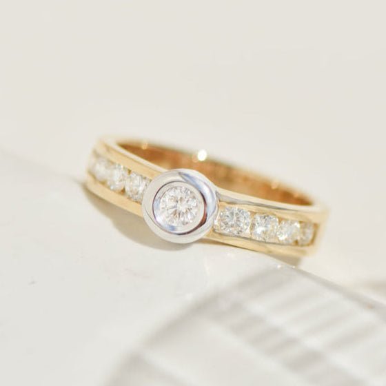 Vintage - Bicolor - Ring aus 14K Gold mit Brillanten – 90er - Chic mit edlem Funkeln - Honey Jewelry