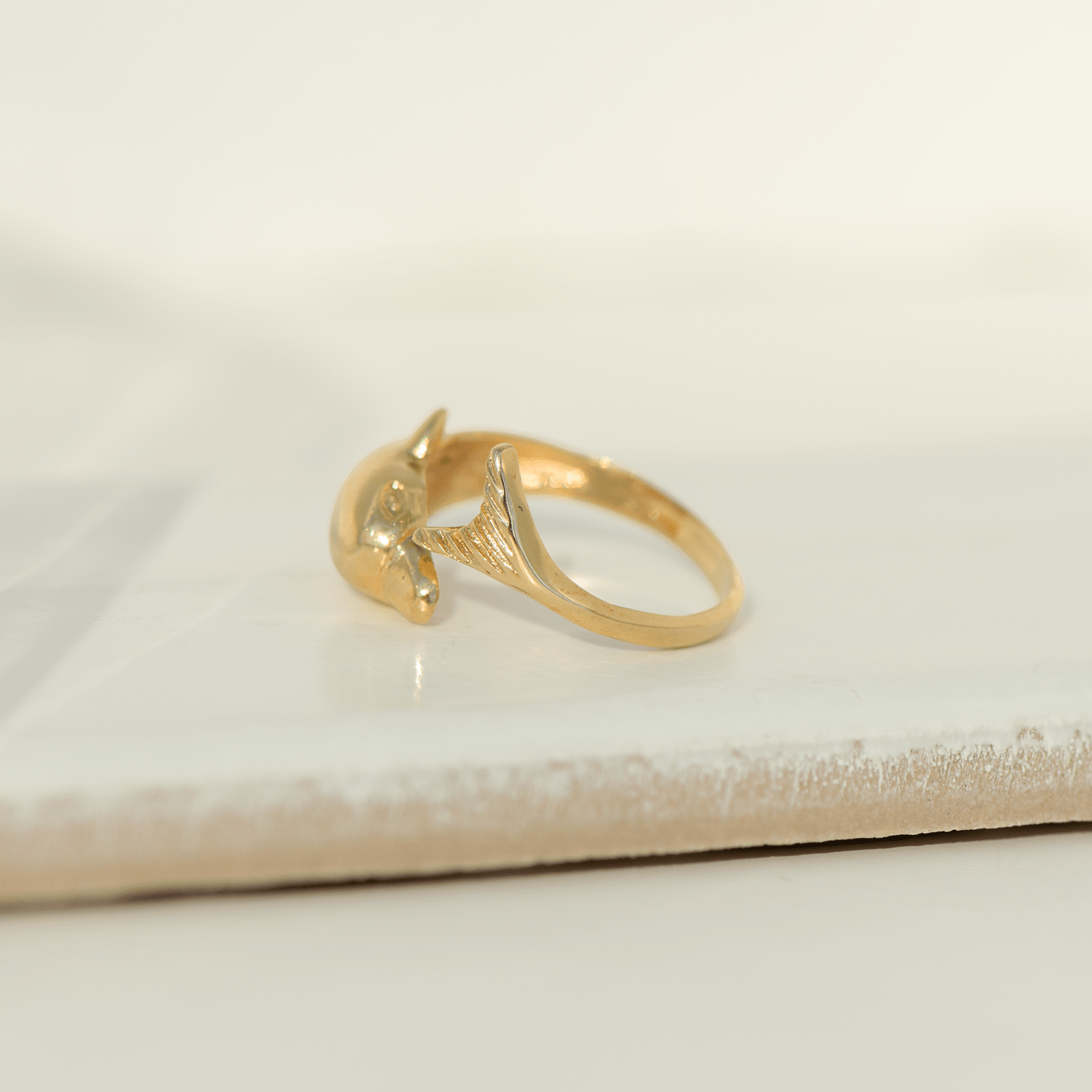Vintage Delfin - Ring aus 14 Karat Gelbgold | 90er Jahre Design - Honey Jewelry