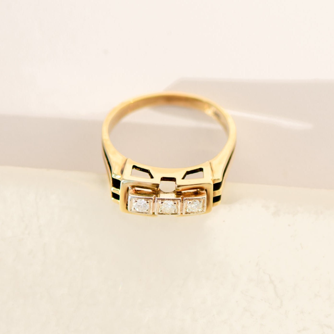 Vintage - Diamantring aus 14 Karat Gelbgold - Honey Jewelry