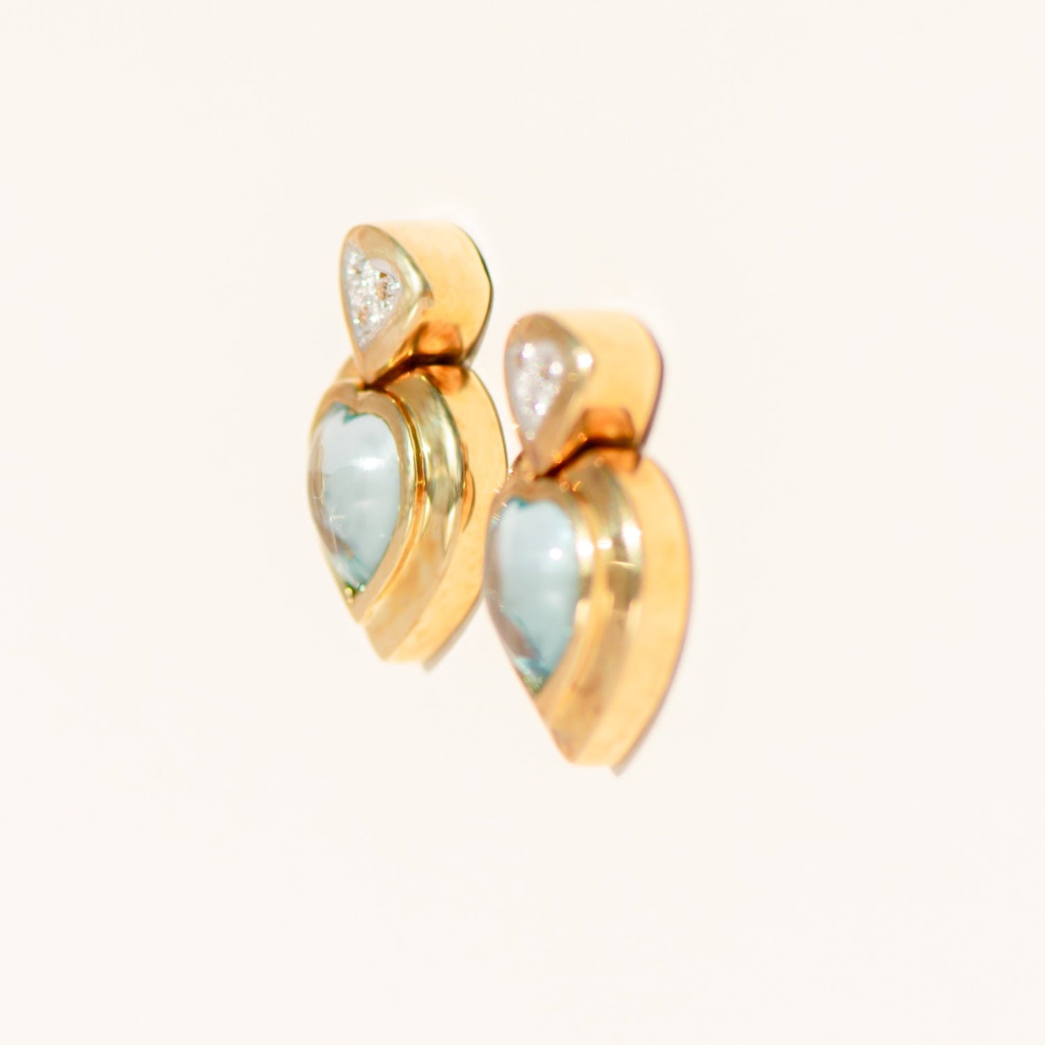 Vintage - Ohrringe aus 9 Karat Gelbgold mit Topas in Herzform - Honey Jewelry