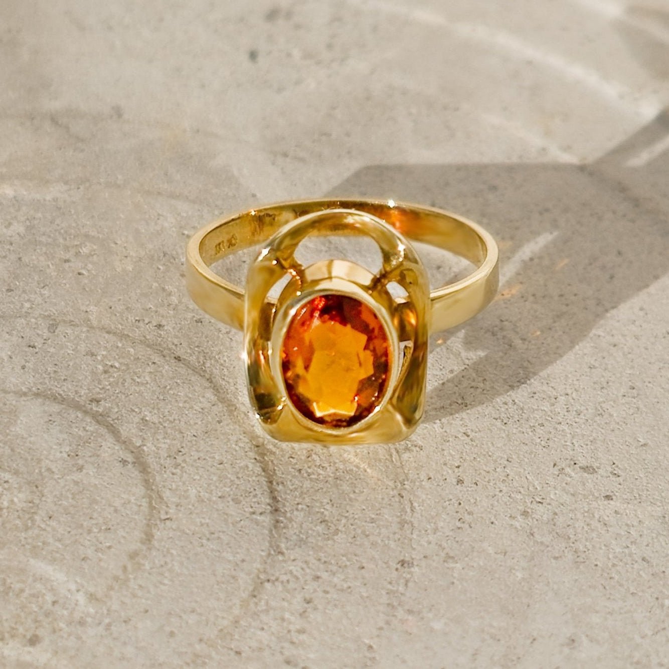 Vintage 8 Karat Gelbgold Citrin Ring von ca. 1960 - Stein der Lebensfreude für dein Yoga-Praxis - Honey Jewelry