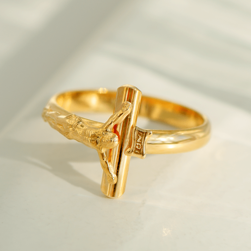 Vintage Ring Kreuzmotiv | 18 Karat Gelbgold - Honey Jewelry