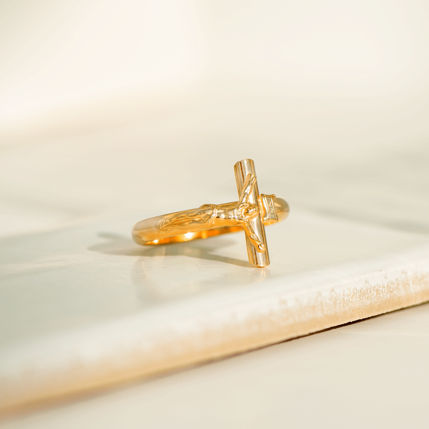 Vintage Ring Kreuzmotiv | 18 Karat Gelbgold - Honey Jewelry