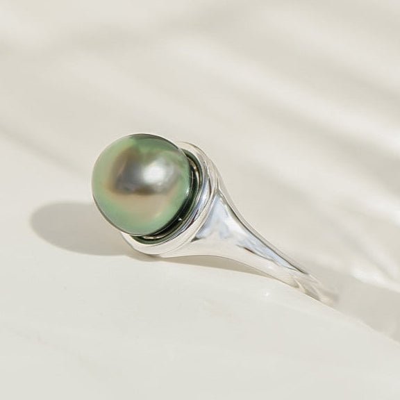 Weißgoldring mit Tahiti - Zuchtperle – 14K Gold, Vintage um 2000 - Honey Jewelry