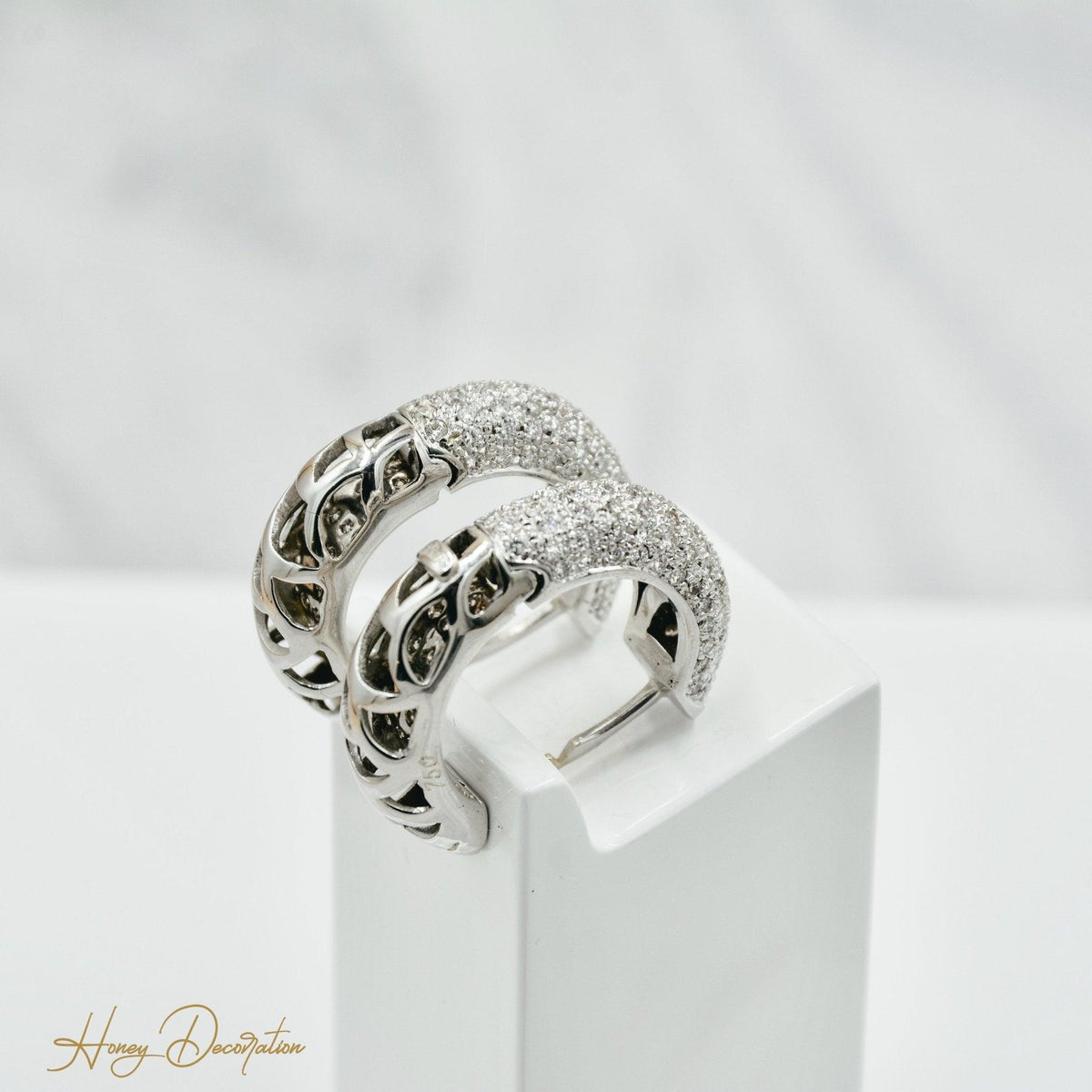 Edle 18 Karat Weißgold - Creolen - Honey Jewelry