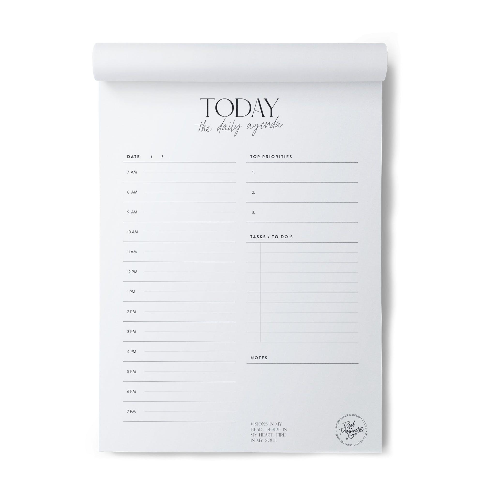 Notizblock Tagesplaner "Today" A6 Weiß Marmor - Honey Decoration