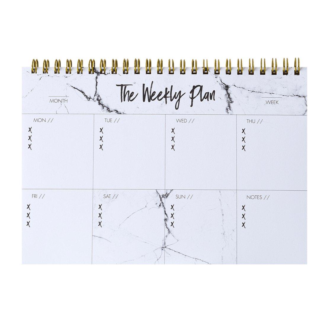 Notizblock „Weekly Plan“, A5, weiß/gold - Honey Jewelry