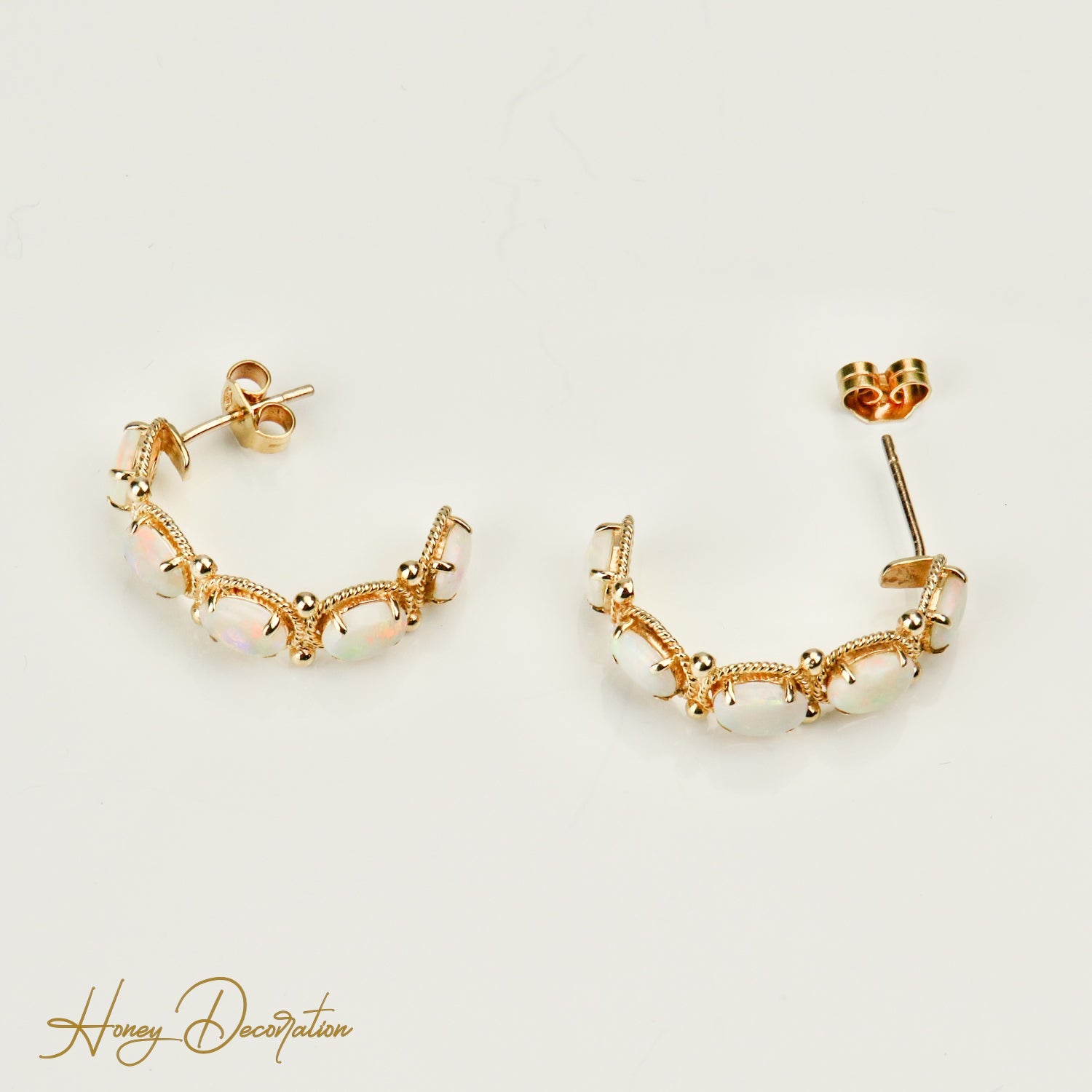 14 Karat Gold - Ohrringe mit Opalen – Hypnotisierende Schönheit - Honey Jewelry
