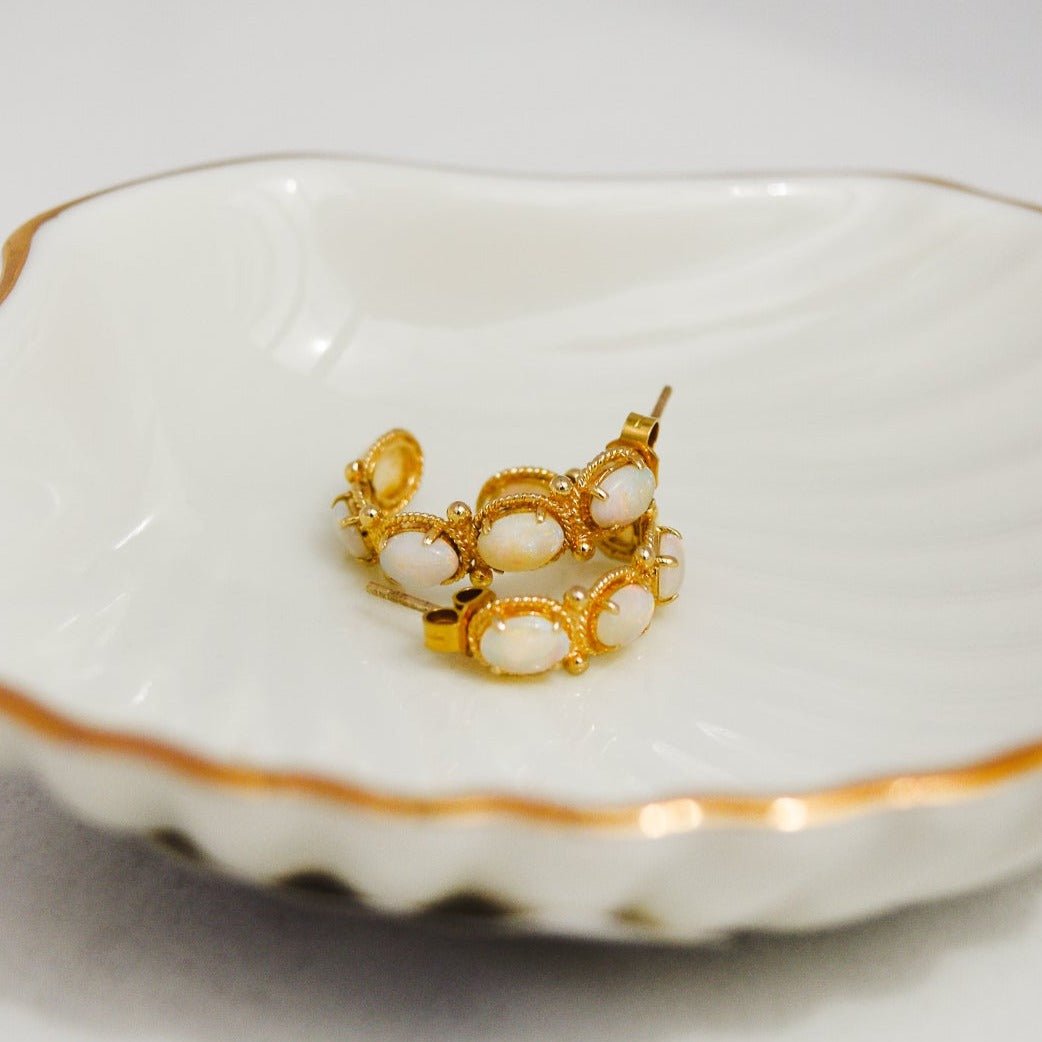 14 Karat Gold - Ohrringe mit Opalen – Hypnotisierende Schönheit - Honey Jewelry