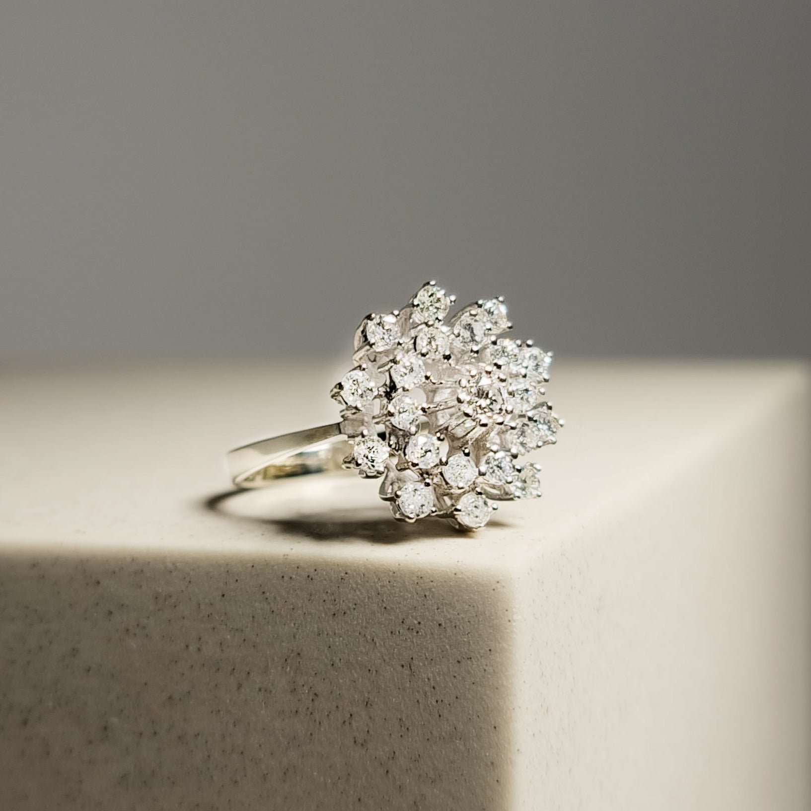 14 Karat Weißgoldring mit Brillanten – Puristischer Luxus