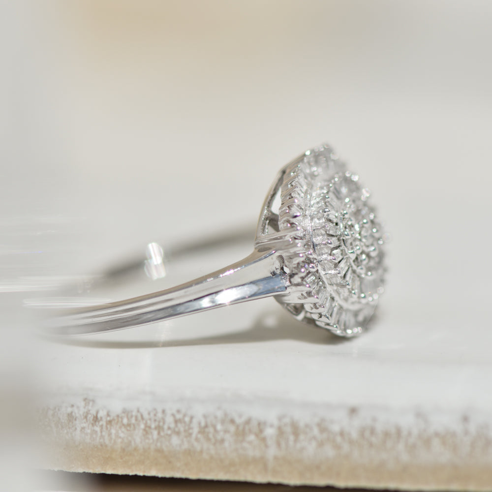 14K white gold ring with 85 diamonds – Circle of light &amp; luxury