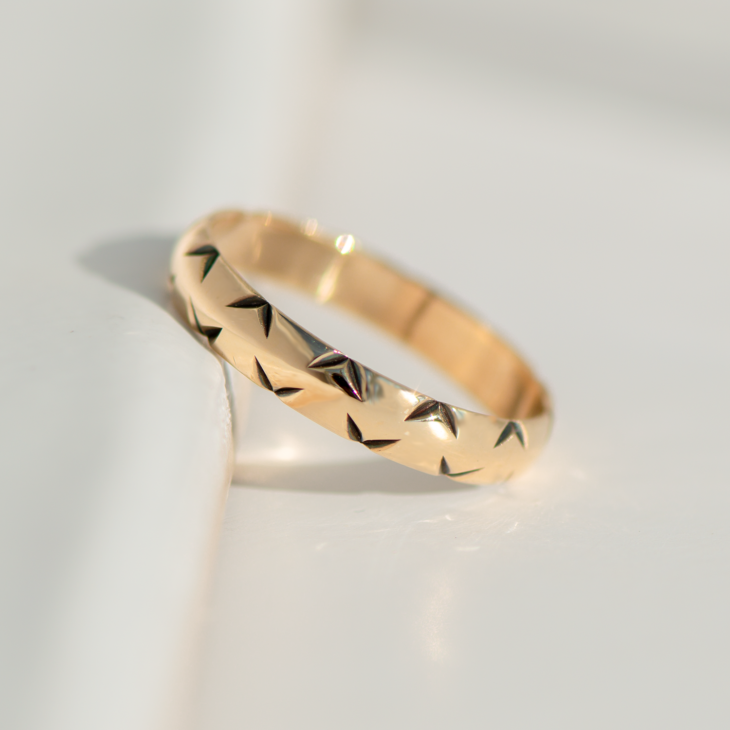 Vintage Bandring 14K Gelbgold mit Gravur