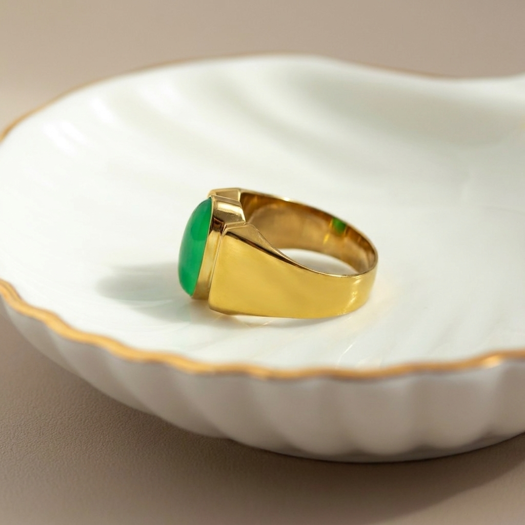 Achat-Cabochon-Ring aus 333er Gelbgold