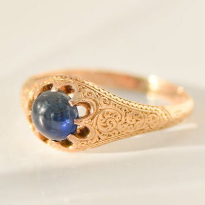 Antiker Goldring mit Saphir aus 14K Gold - Honey Jewelry