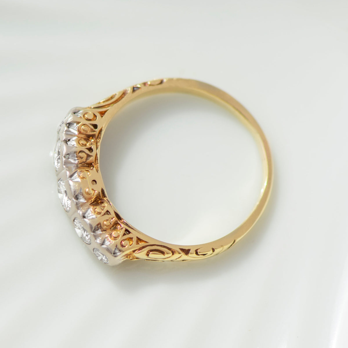 Antiker Halbmemory-Diamantring aus 14K Gold