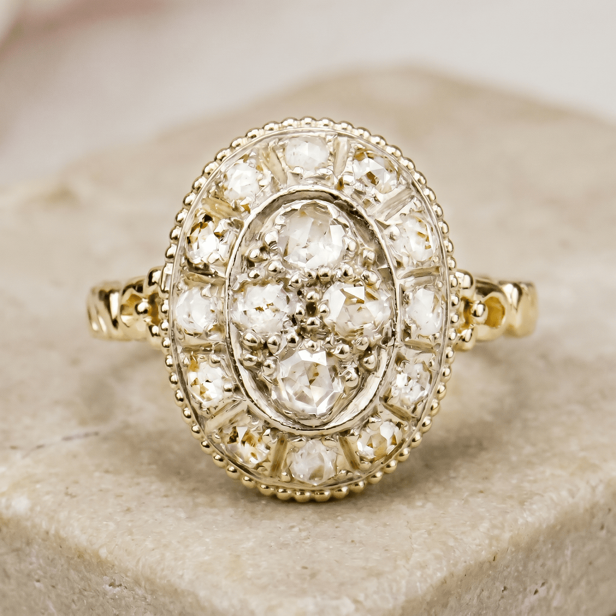 Art Déco Diamanten Ring aus Gold mit Platinfassung - Honey Jewelry