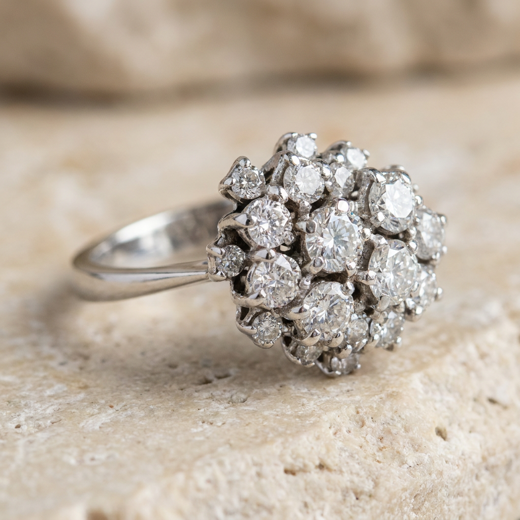 Fantastic white gold ring with brilliant