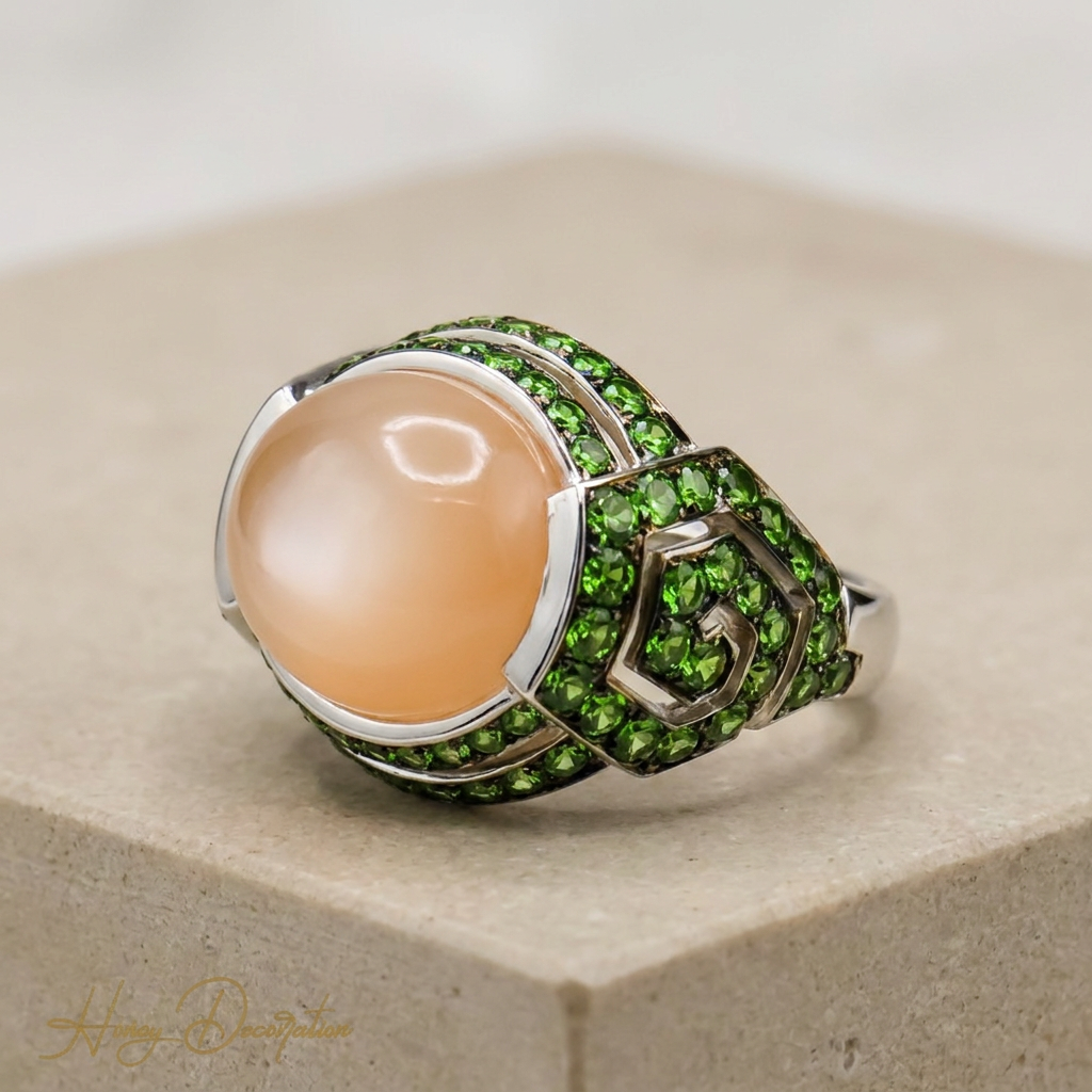 Rose quartz cabochon ring