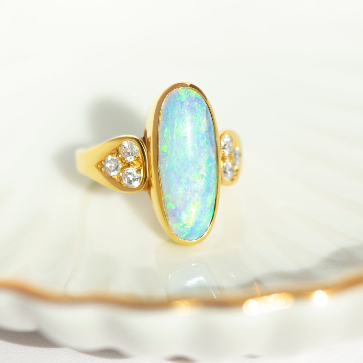 Boulder Opal Ring aus 750 Gelbgold - Honey Jewelry