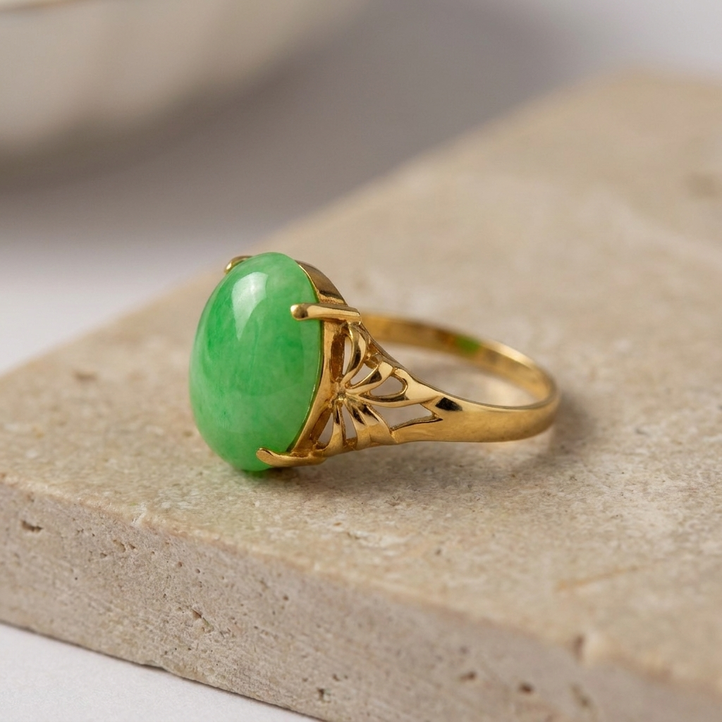 Chrysopras-Ring aus 750er Gelbgold