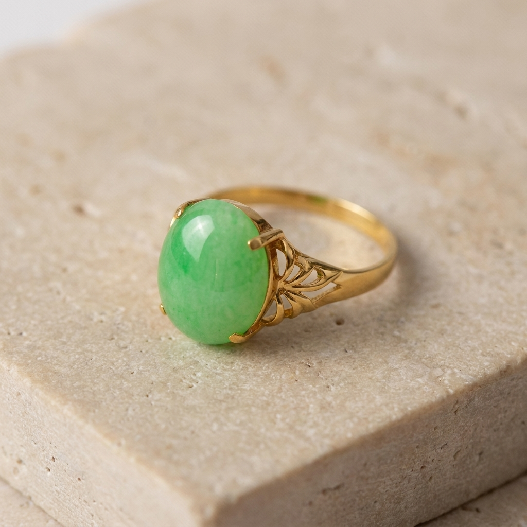 Chrysopras-Ring aus 750er Gelbgold