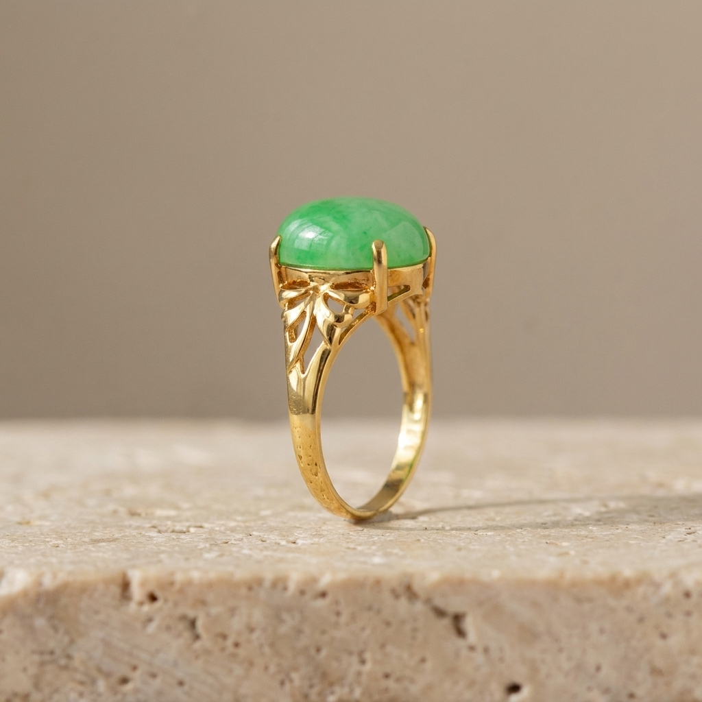 Chrysopras-Ring aus 750er Gelbgold