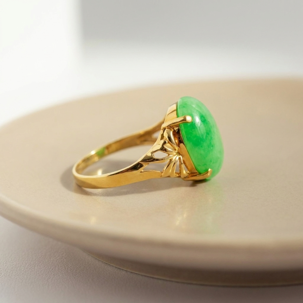 Chrysopras-Ring aus 750er Gelbgold