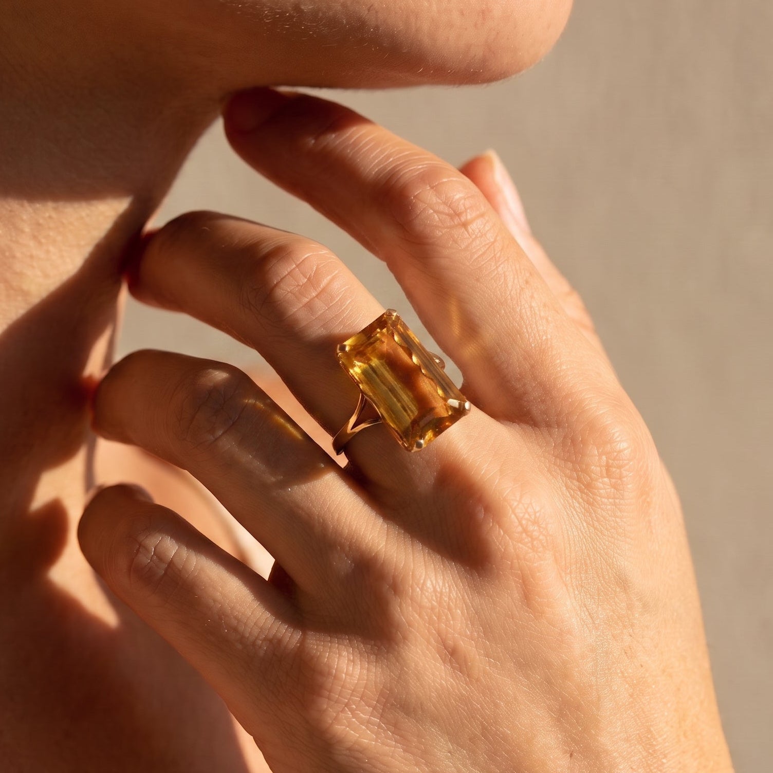 Citrin-Ring aus 750er Gelbgold
