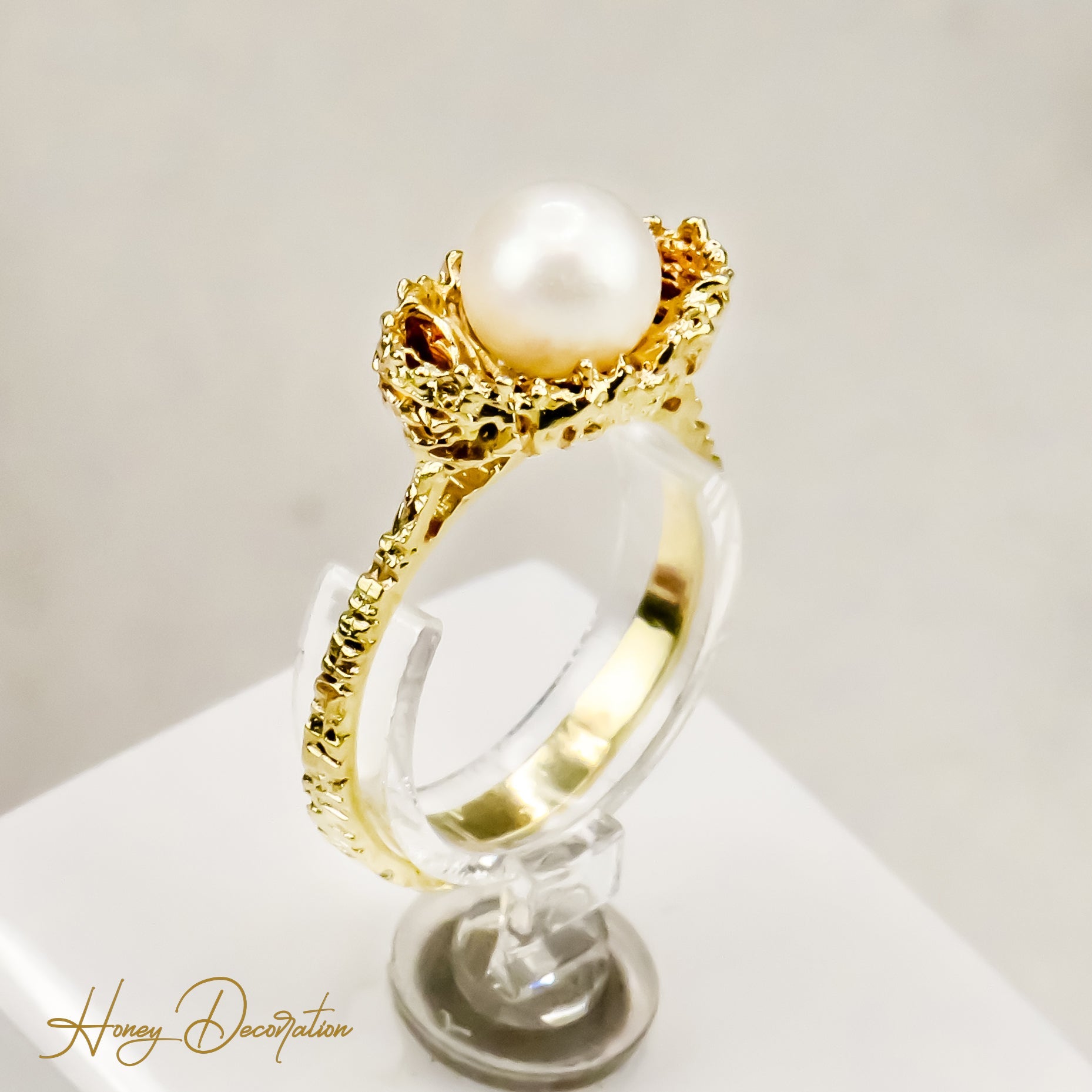 Eleganter Perlen - Ring aus 14 Karat Gold - Honey Jewelry