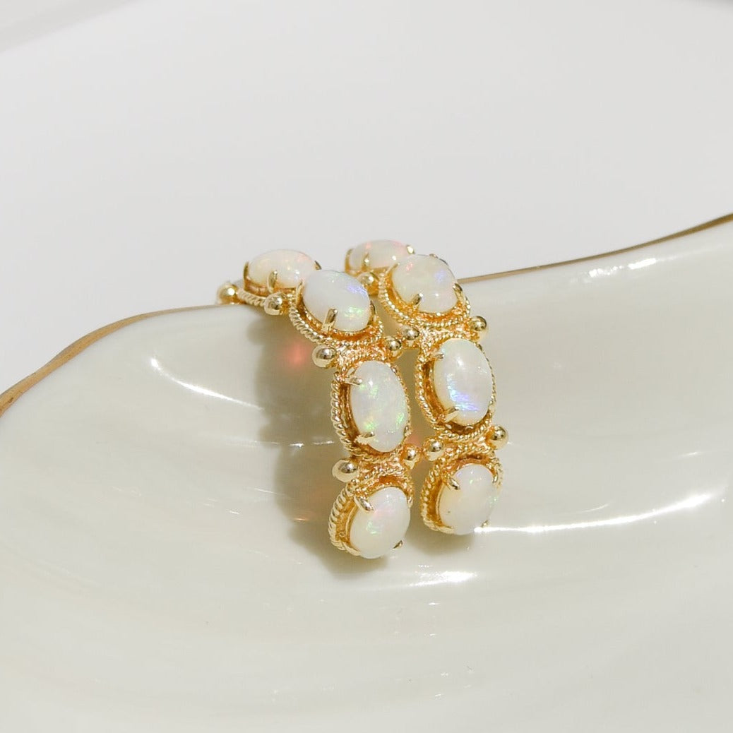 585 gold earrings with opal - hypnotic beauty