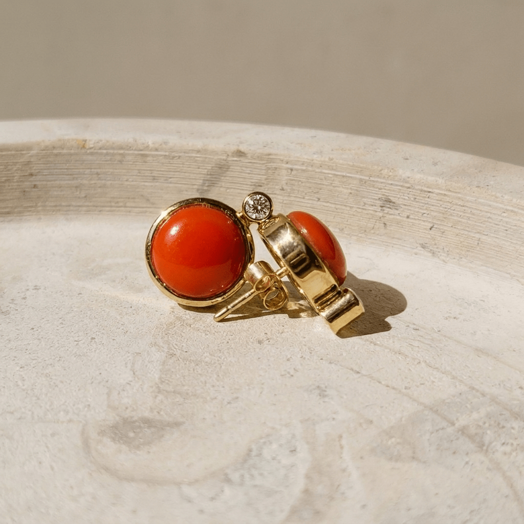 Korallen Ohrringe in 14 Karat Gelbgold - Honey Jewelry