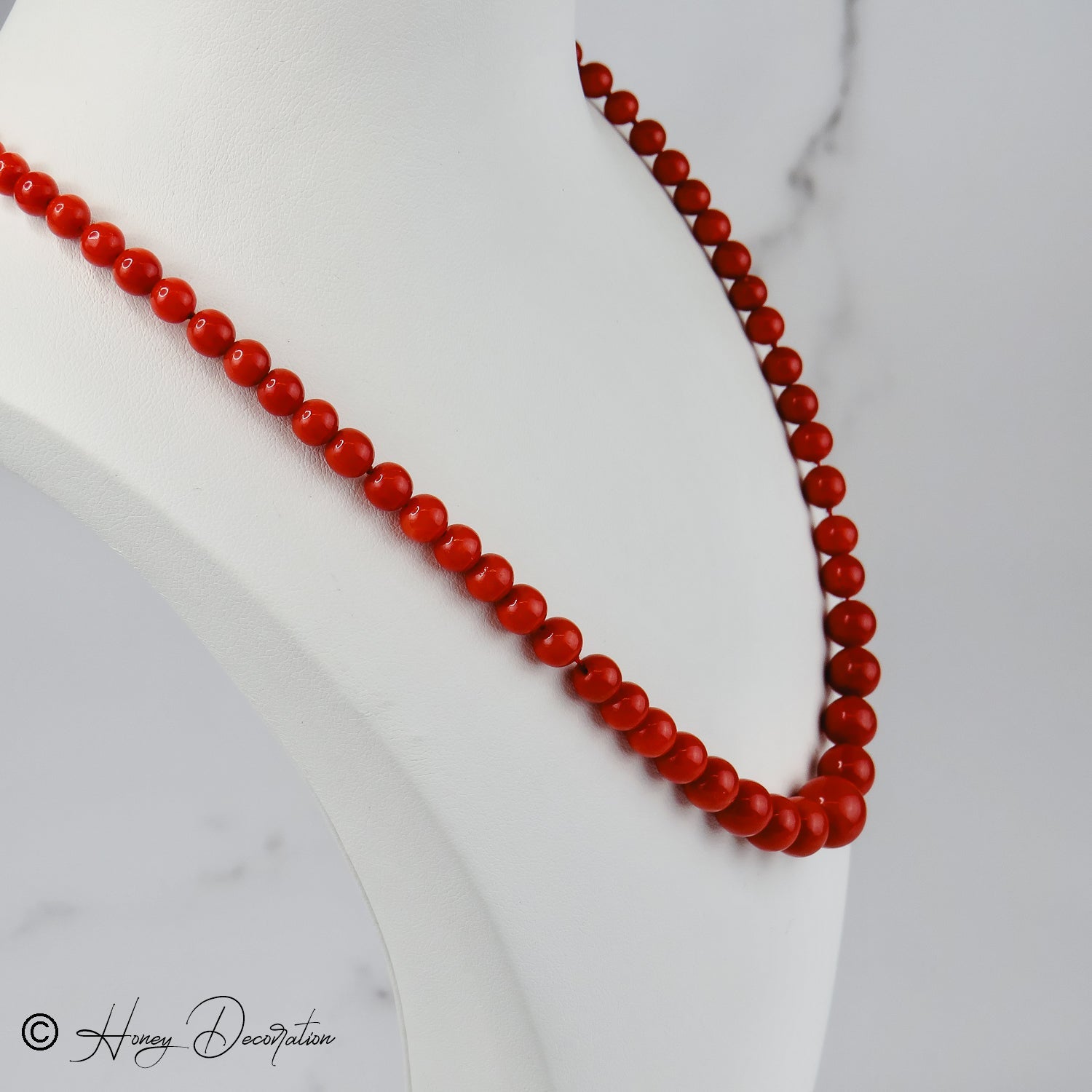 Korallenkette mit luxuriöser 18 Karat Goldschließe - Honey Jewelry